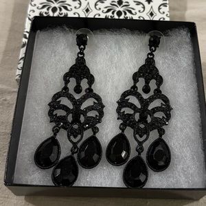 Black Crystal Drop Earrings